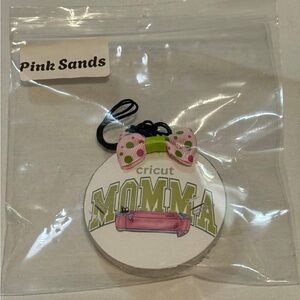 3 inch Cricut Momma Pink and Green Polka Dot Bow Car Freshie